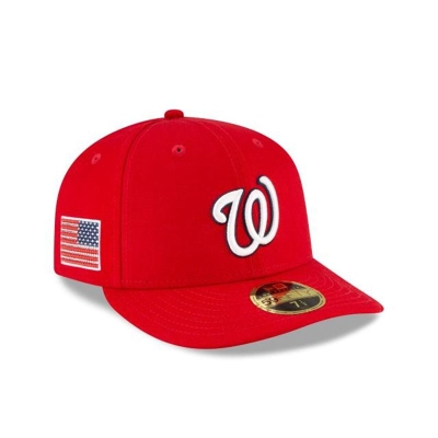 Red Washington Nationals Hat - New Era MLB Crystals from Swarovski Flag Low Profile 59FIFTY Fitted Caps USA3562194